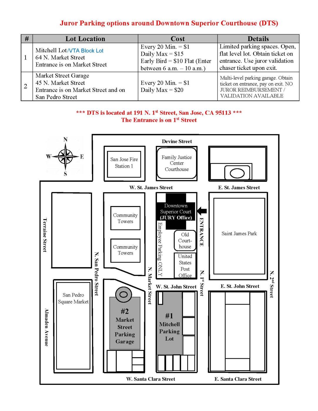 DTS Juror Parking Options and Map
